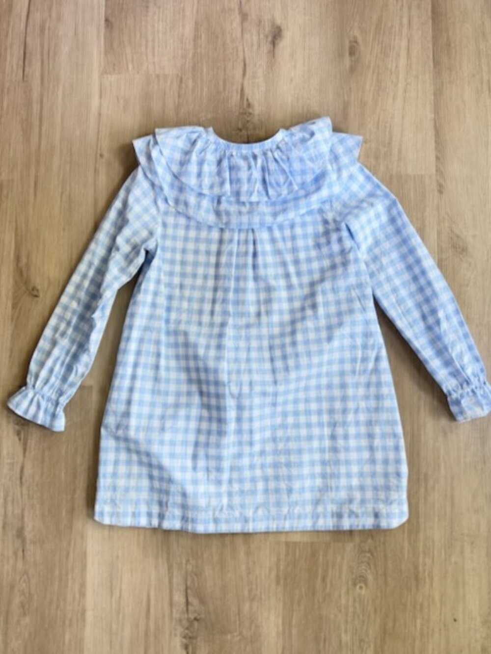 Hill House Colette Gingham Dress XS Blue Ruffle - Picture 10 of 10